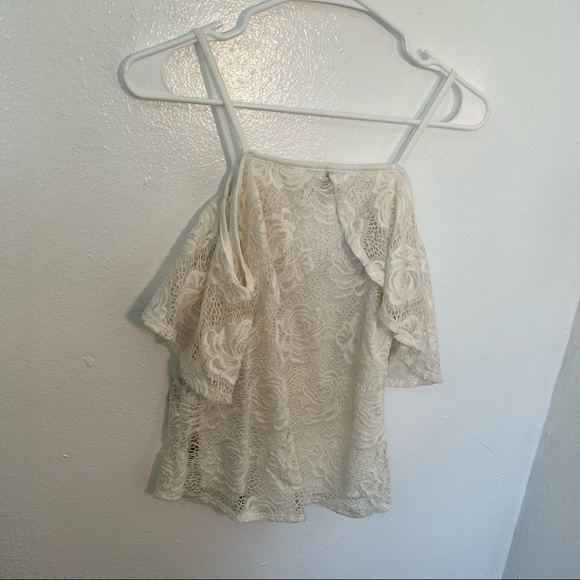 Bluebell Tank Top Lace Ruffle White Floral Embroidered - Picture 7 of 10